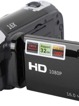 1080P HD Camcorder, 16MP DV Camera with 16x Digital Zoom, 2.7in TFT Rotatable Screen, Built-in Speakers, USB (Black)